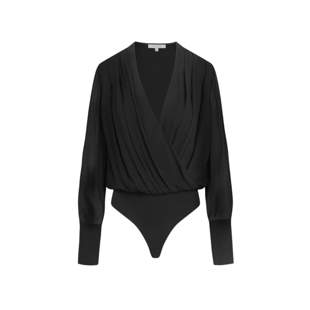 Favorite Daughter Black Long Sleeve Wrap Bodysuit XL